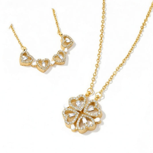 Kleeblatt Kette – 4 Herzen